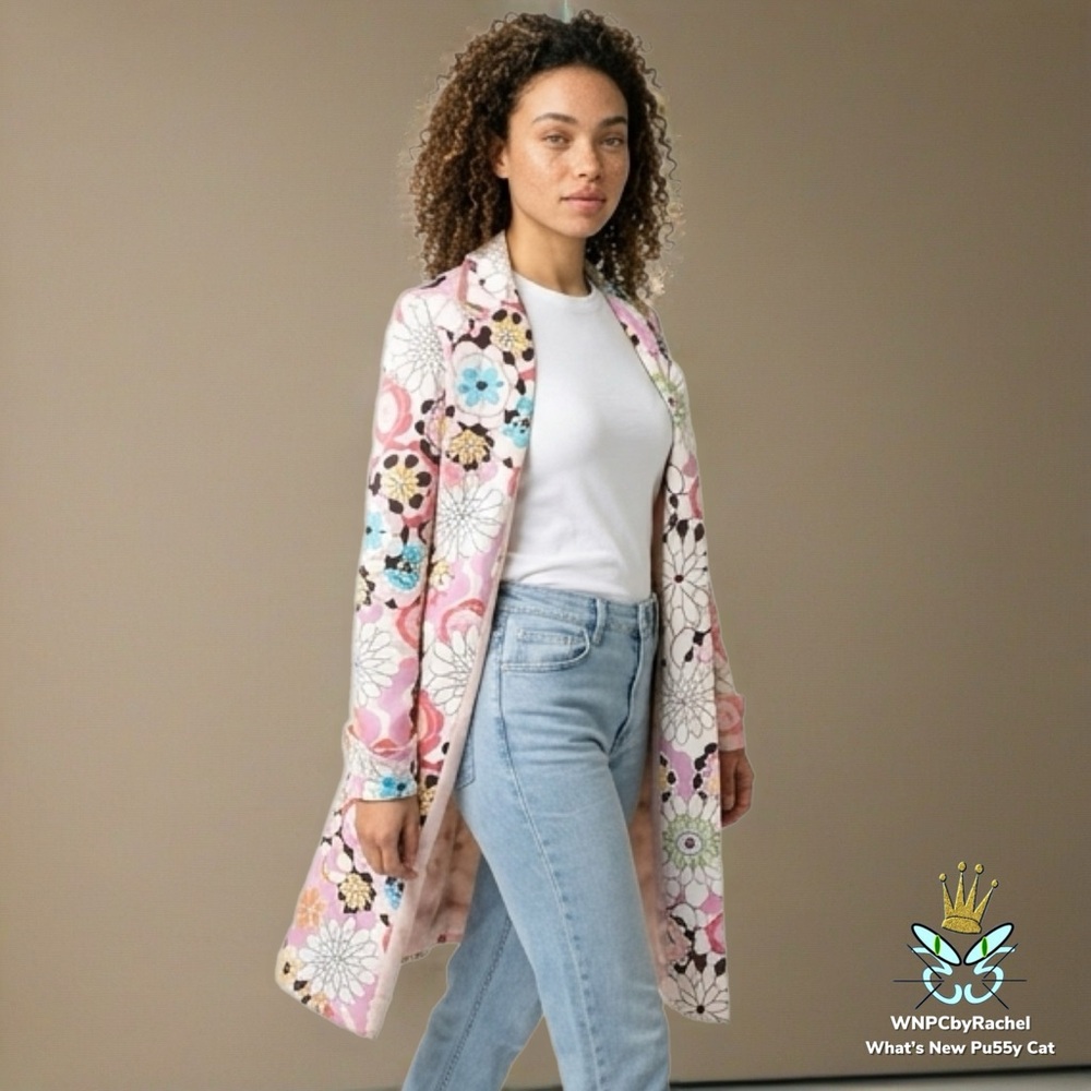 Isabel & Nina Floral Cotton Coat, Size 14